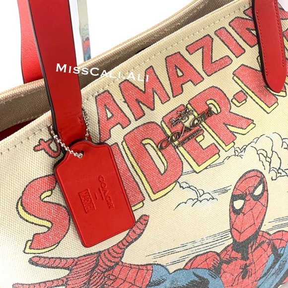 NWT COACH X MARVEL 2PC Spider-Man Tote Bag Gallery Pouch - Picture 5 of 16